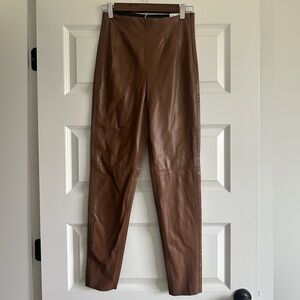 Zara Women's Brown Faux Leather High Rise Legging NWT